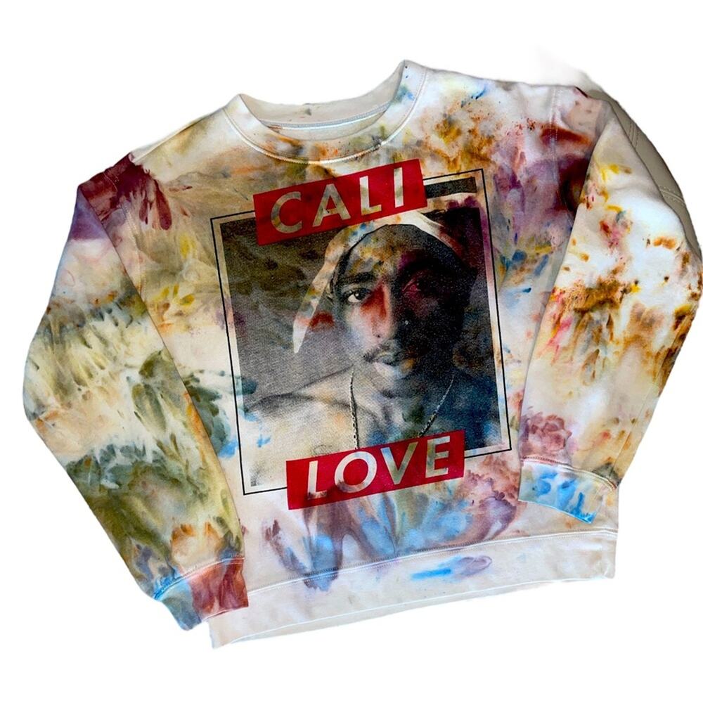 Tupac Tie Dye Cali Love Graphic Sweatshirt Medium